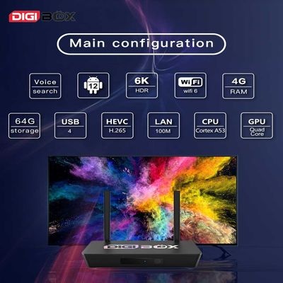 Digibox 2.4Ghz 5.8Ghz Smart TVbox con D3 más control de voz